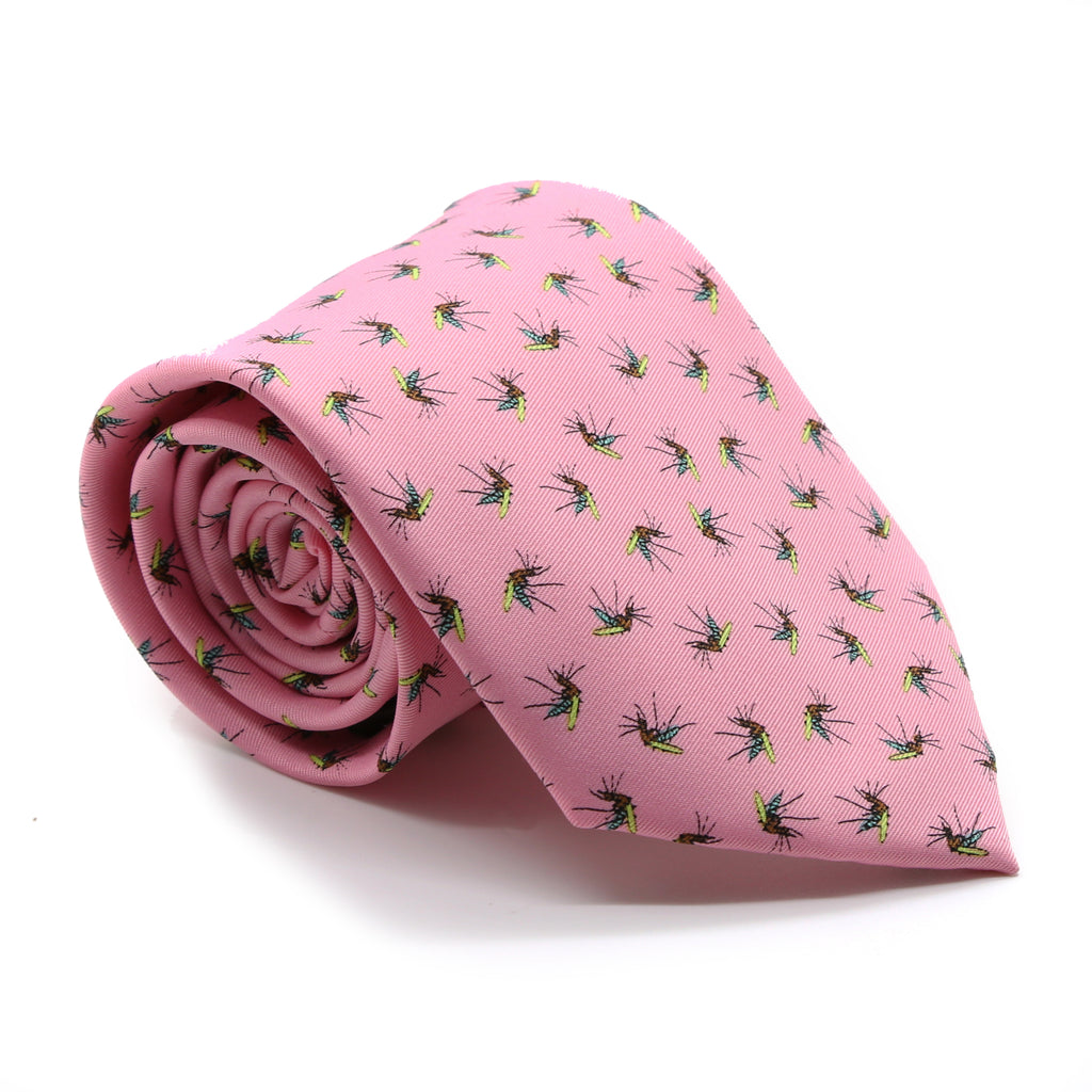 Mosquito Pink Necktie with Handkerchief Set - FHYINC best men