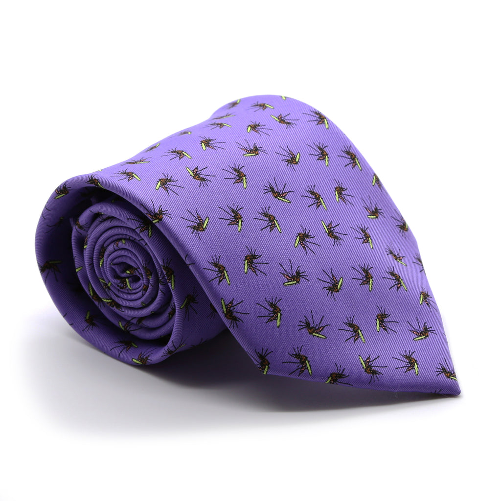 Mosquito Purple Necktie with Handkerchief Set - FHYINC best men