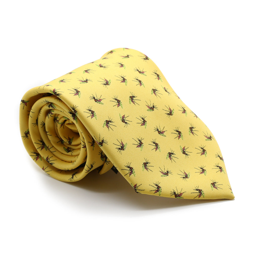 Mosquito Yellow Necktie with Handkerchief Set - FHYINC best men