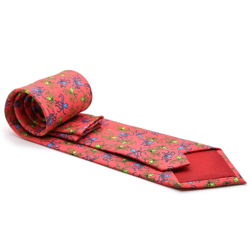 Octopus Coral Necktie with Handkerchief Set - FHYINC best men's suits, tuxedos, formal men's wear wholesale