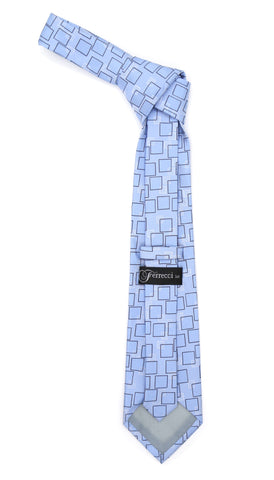 Sky blue Geometric Necktie with Handkerchief Set