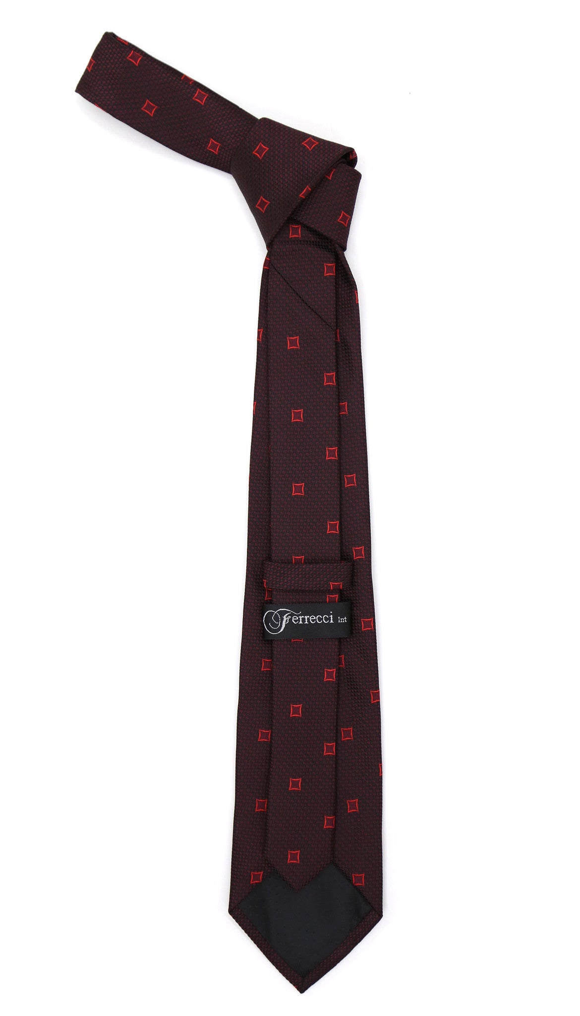 Burgundy Geometric Necktie with Handkerchief Set - FHYINC best men's suits, tuxedos, formal men's wear wholesale