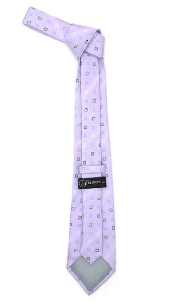 Lavender Geometric Necktie with Handkerchief Set - FHYINC best men's suits, tuxedos, formal men's wear wholesale