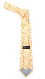 Gold Orange Floral Design Necktie with Handkerchief Set - FHYINC best men's suits, tuxedos, formal men's wear wholesale