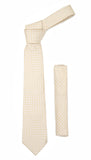 Beige Geometric Necktie with Handkerchief Set - FHYINC best men's suits, tuxedos, formal men's wear wholesale