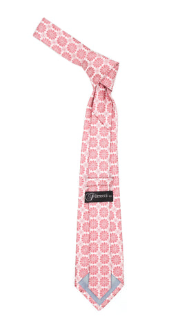 Floral Pink Necktie with Handkderchief Set