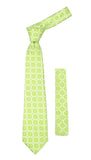 Floral Lime Green Necktie with Handkderchief Set - FHYINC best men's suits, tuxedos, formal men's wear wholesale
