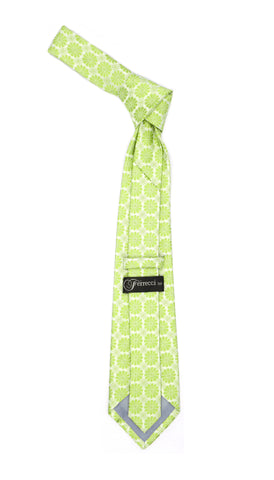Floral Lime Green Necktie with Handkderchief Set
