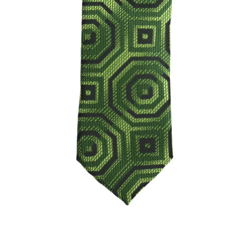 Super Skinny Retro Geometric Green Slim Tie