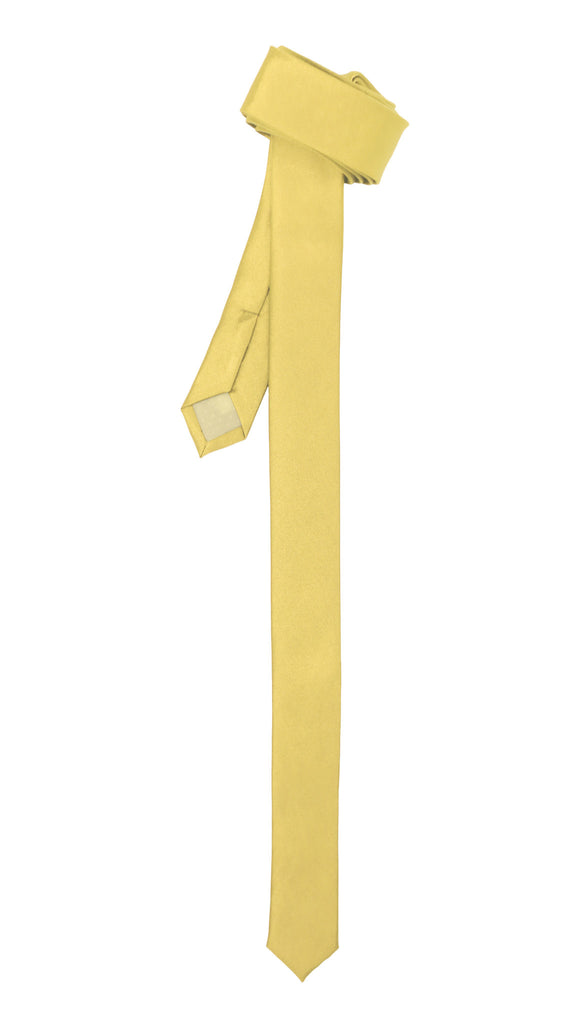 Super Skinny Light Yellow Shiny Slim Tie - FHYINC best men