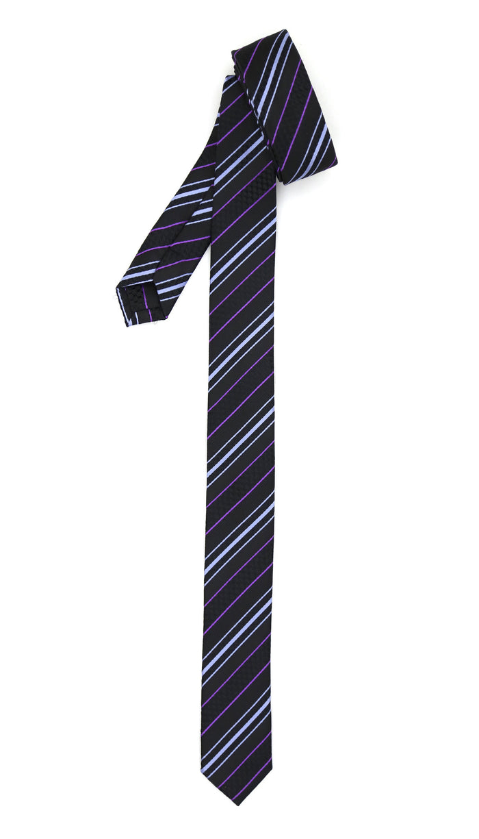 Super Skinny Stripe Purple Lavender Slim Tie - FHYINC best men's suits, tuxedos, formal men's wear wholesale