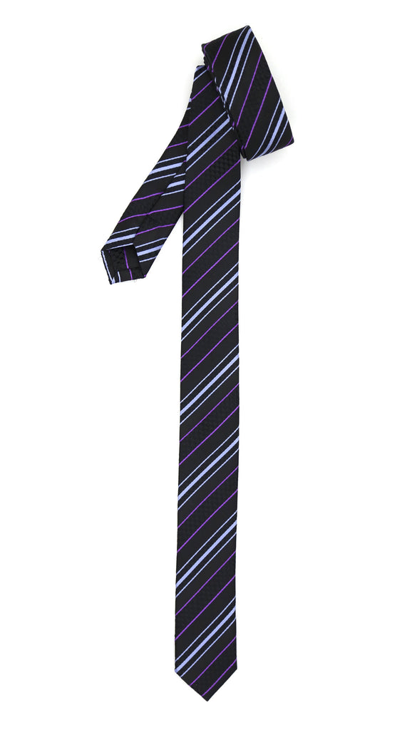 Super Skinny Stripe Purple Lavender Slim Tie - FHYINC best men