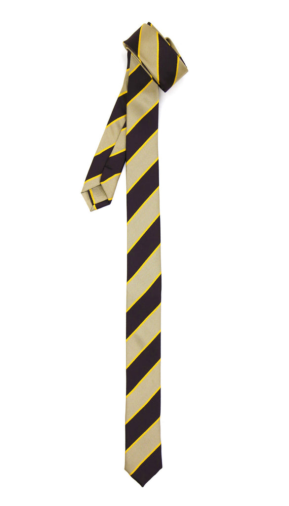Super Skinny Stripe Beige Brown Slim Tie - FHYINC best men