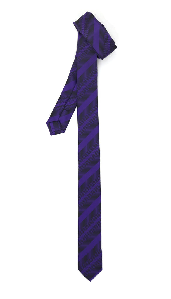 Super Skinny Stripe Purple Black Slim Tie - FHYINC best men