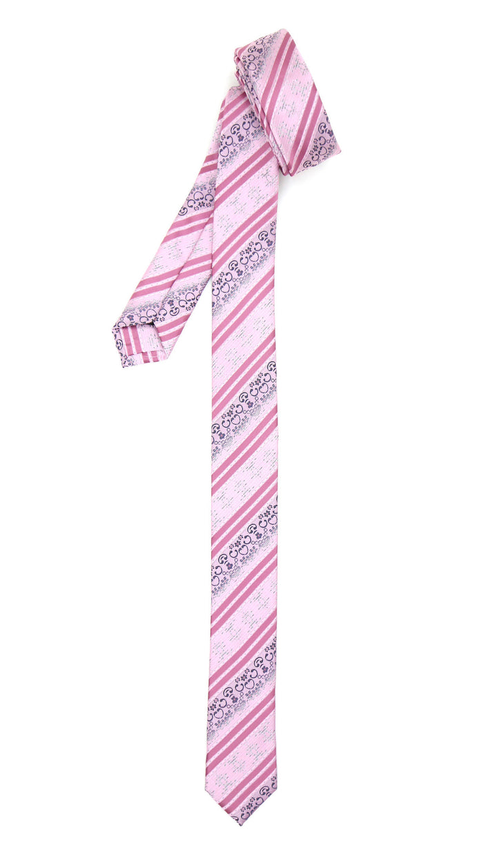 Super Skinny Stripe Pink Slim Tie - FHYINC best men's suits, tuxedos, formal men's wear wholesale