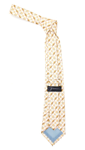 Beige Polkadot Stripe Necktie with Handkerchief Set