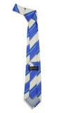 Microfiber Blue Beige Striped Tie and Hankie Set - FHYINC best men's suits, tuxedos, formal men's wear wholesale