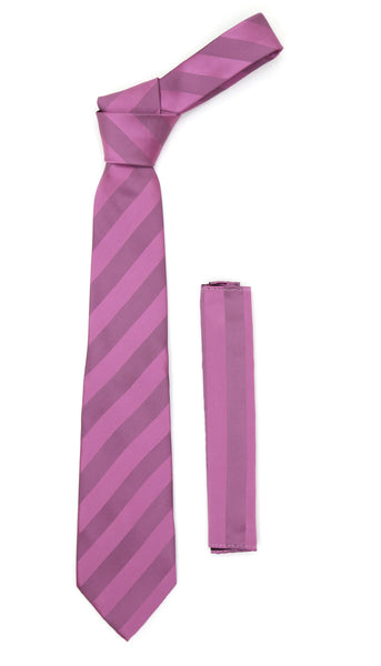 Microfiber Lavender Striped Tie and Hankie Set - FHYINC best men's suits, tuxedos, formal men's wear wholesale