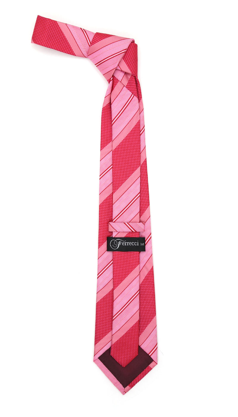 Microfiber Pink Striped Tie and Hankie Set - FHYINC best men's suits, tuxedos, formal men's wear wholesale