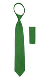 Satine Green Zipper Tie with Hankie Set - FHYINC best men's suits, tuxedos, formal men's wear wholesale