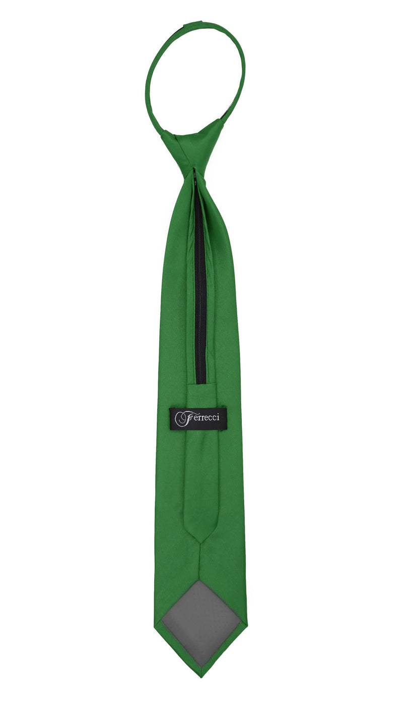 Satine Green Zipper Tie with Hankie Set - FHYINC best men's suits, tuxedos, formal men's wear wholesale