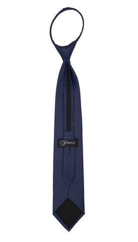 Satine Navy Zipper Tie with Hankie Set