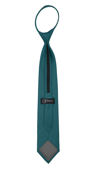 Satine Teal Zipper Tie with Hankie Set - FHYINC best men's suits, tuxedos, formal men's wear wholesale