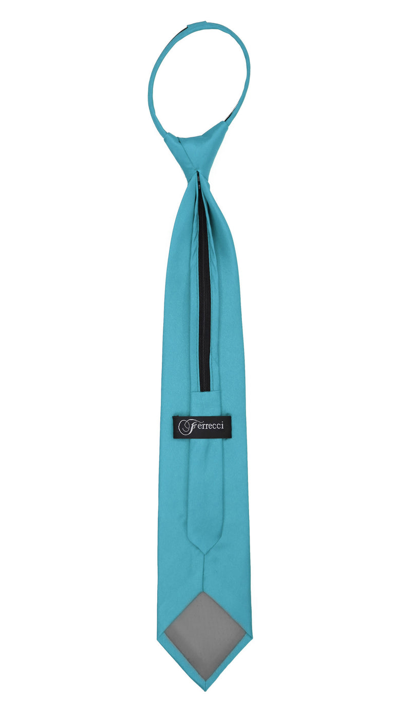 Satine Turquoise Zipper Tie with Hankie Set - FHYINC best men's suits, tuxedos, formal men's wear wholesale