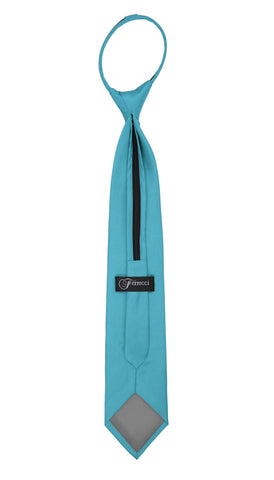 Satine Turquoise Zipper Tie with Hankie Set