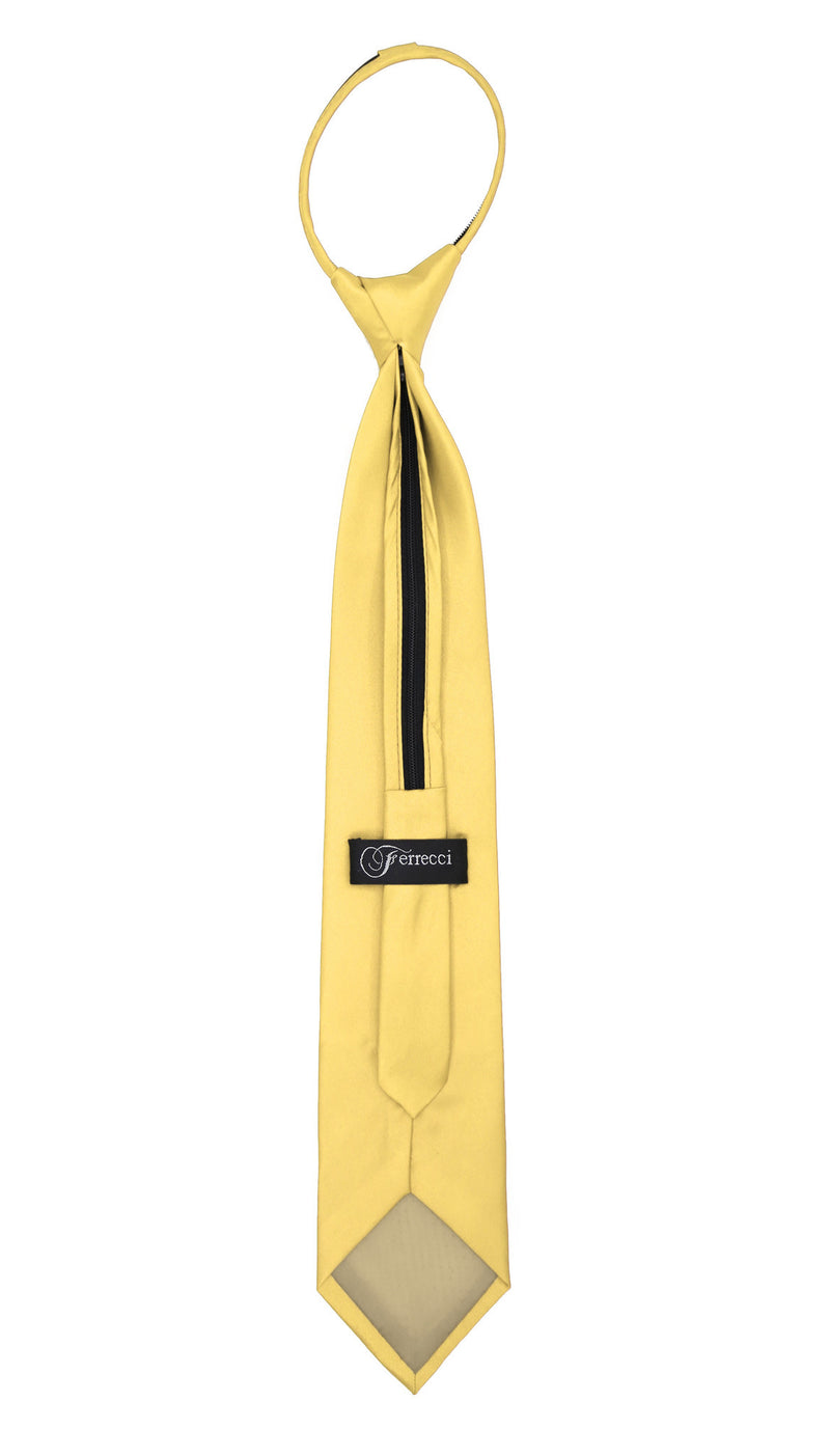 Satine Yellow Zipper Tie with Hankie Set - FHYINC best men's suits, tuxedos, formal men's wear wholesale