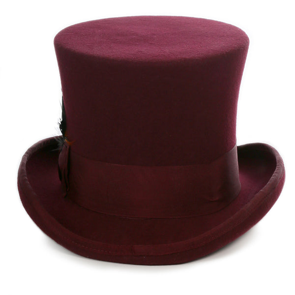 Premium Wool Burgundy Top Hat - FHYINC best men's suits, tuxedos, formal men's wear wholesale