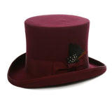 Premium Wool Burgundy Top Hat - FHYINC best men's suits, tuxedos, formal men's wear wholesale