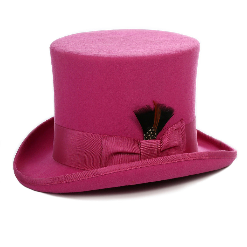 Premium Fuchsia Wool Top Hat - FHYINC best men