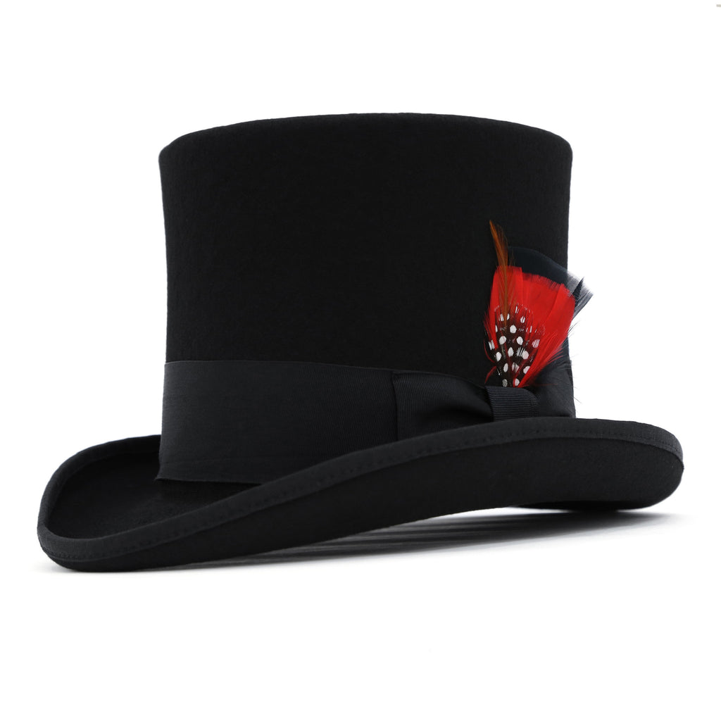 Black Wool Felt Victorian Top hat - FHYINC best men