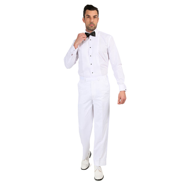 Premium Regular Fit White Tuxedo Dress Pants - FHYINC best men's suits, tuxedos, formal men's wear wholesale