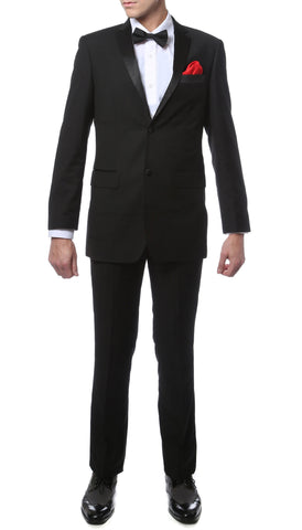 Mens TUX2B2P Black Regular Fit Tuxedo 2pc Suit