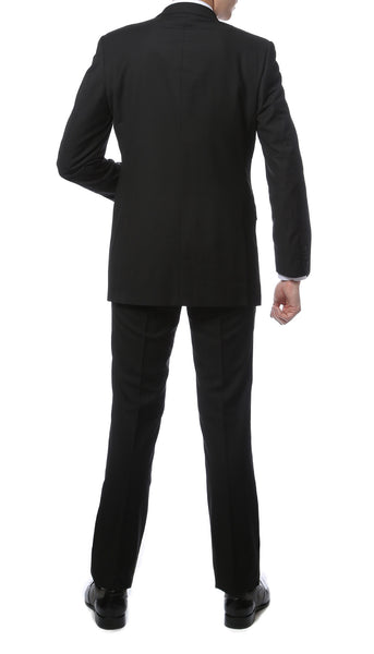 TX2000 2pc Black Slim Fit Notch Lapel Tuxedo - FHYINC best men's suits, tuxedos, formal men's wear wholesale