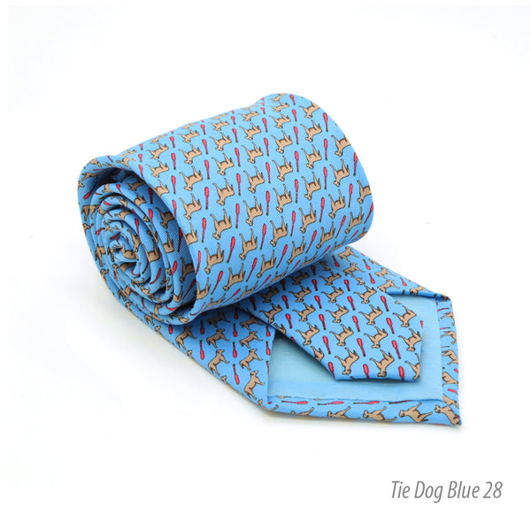 Dog Provence Blue Necktie with Handkerchief Set - FHYINC best men's suits, tuxedos, formal men's wear wholesale