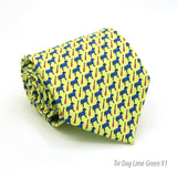 Dog Lime Green Necktie with Handkerchief Set - FHYINC best men's suits, tuxedos, formal men's wear wholesale