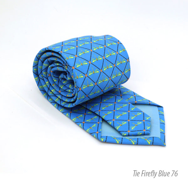 Firefly Blue Necktie with Handkerchief Set - FHYINC best men's suits, tuxedos, formal men's wear wholesale