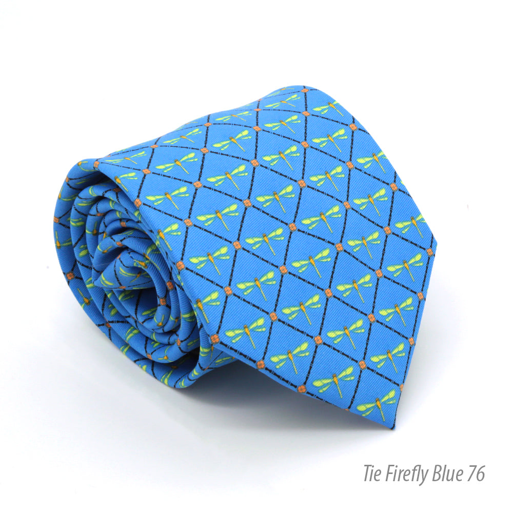 Firefly Blue Necktie with Handkerchief Set - FHYINC best men