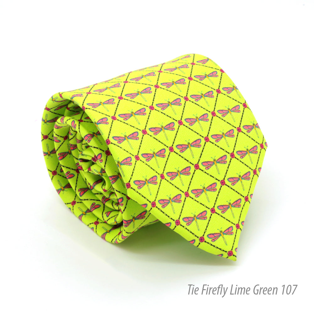 Firefly Lime Green Necktie with Handkerchief Set - FHYINC best men