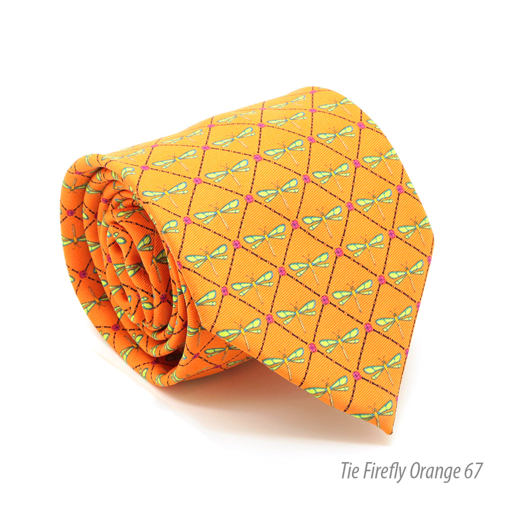 Firefly Orange Necktie with Handkerchief Set - FHYINC best men
