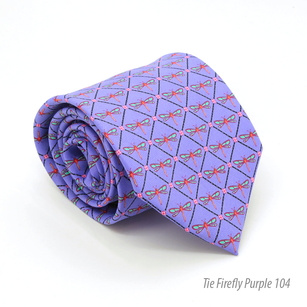 Firefly Purple Necktie with Handkerchief Set - FHYINC best men