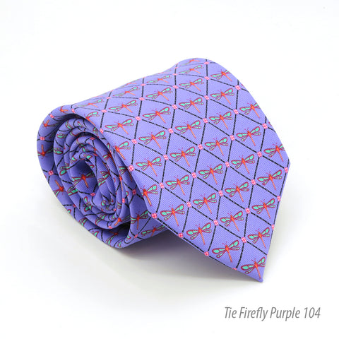Firefly Purple Necktie with Handkerchief Set