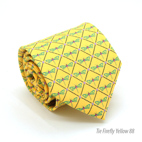 Firefly Yellow Necktie with Handkerchief Set
