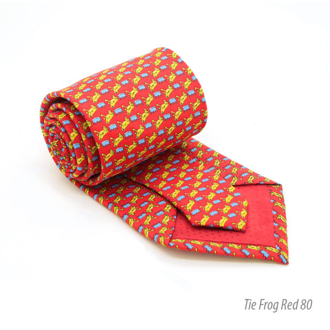 Frog Red Necktie with Handkerchief Set