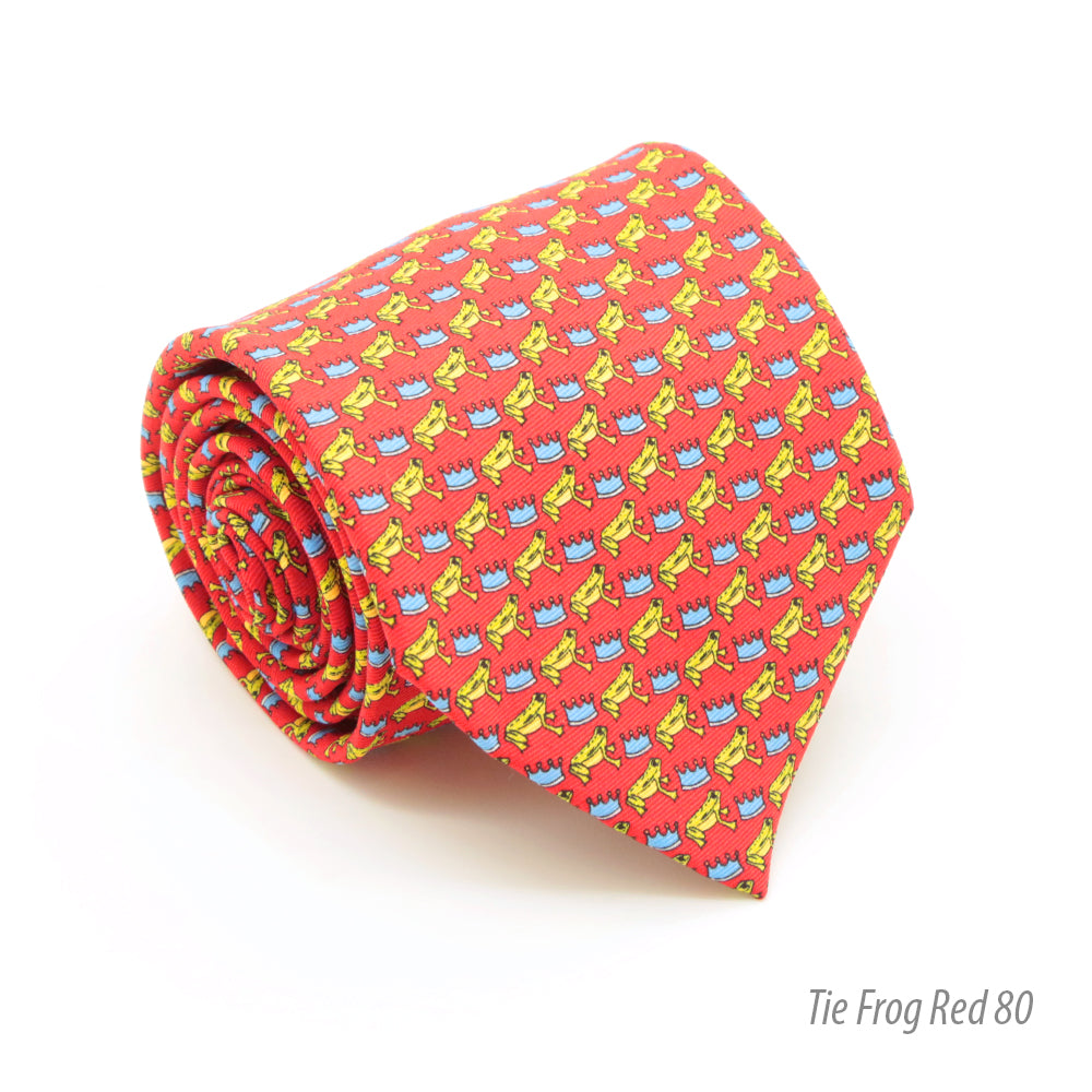 Frog Red Necktie with Handkerchief Set - FHYINC best men