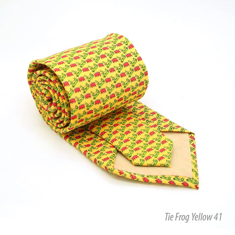 Frog Yellow Necktie with Handkerchief Set