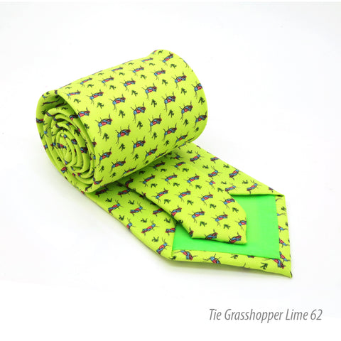 Grasshopper Lime Green Necktie with Handkerchief Set
